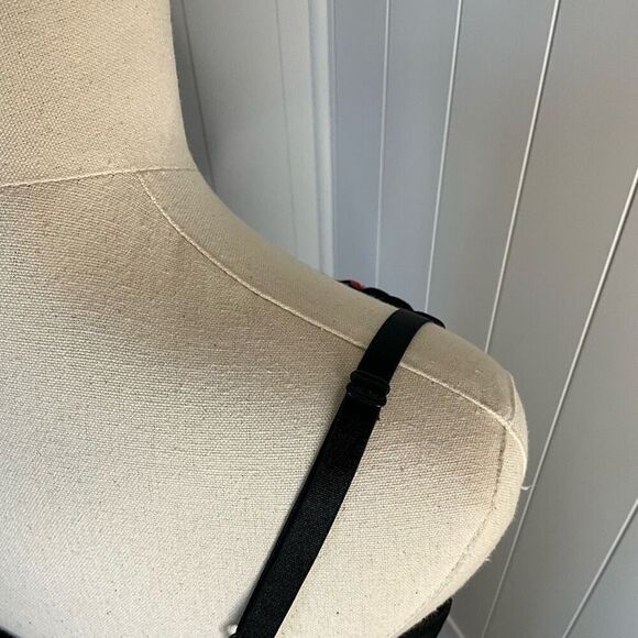 Studio Y Womens Size Large Mini Sundress Black Turquoise Print Adjustable Straps - Picture 7 of 12